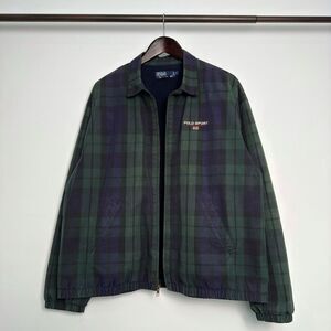 Vintage Polo Sport Ralph Lauren Harrington Fleece Jacket Bomber Tartan Size L